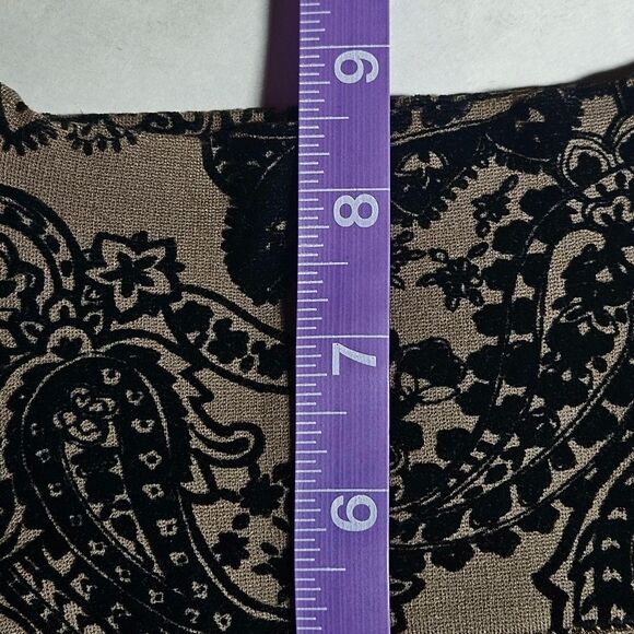 Signature Studio Taupe Black Flocked Velvet Elastic Waist Stretch Leggings Pants - Picture 12 of 12